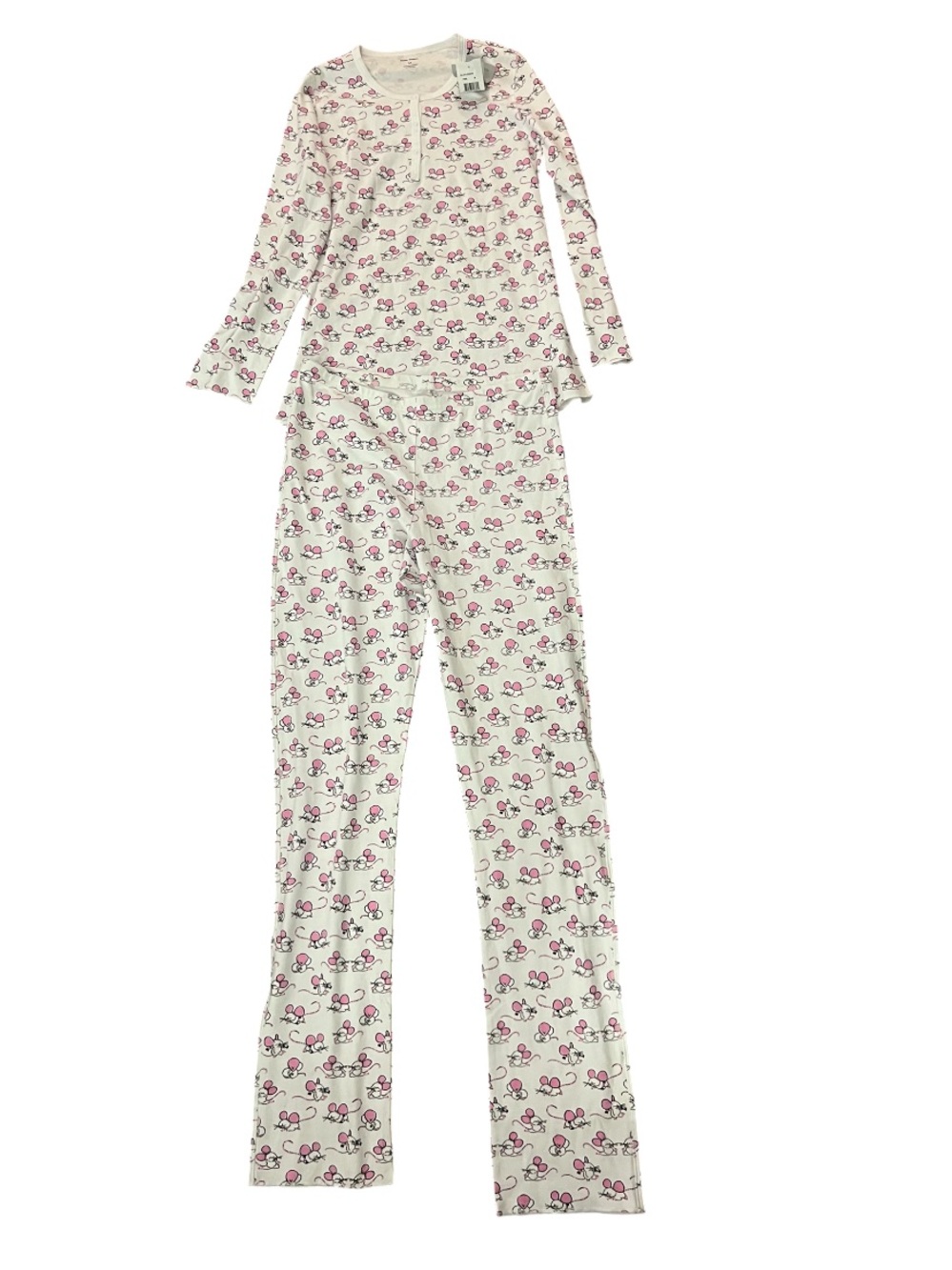 NWT Roller Rabbit Mouse Pink Pajama 2 piece Set Women’s Medium Cotton